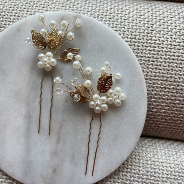 gouden haarspeld boho en parels, haarsieraden bruiloft, bruid, webshop haar accessoires, bruidssieraden, online kopen, shop, shoppen