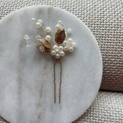 gouden haarspeld boho en parels, haarsieraden bruiloft, bruid, webshop haar accessoires, bruidssieraden, online kopen, shop, shoppen