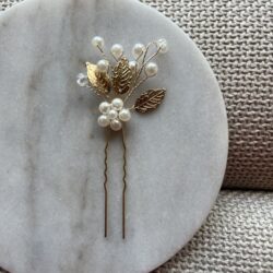 gouden haarspeld boho en parels, haarsieraden bruiloft, bruid, webshop haar accessoires, bruidssieraden, online kopen, shop, shoppen
