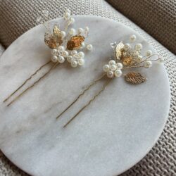 gouden haarspeld boho en parels, haarsieraden bruiloft, bruid, webshop haar accessoires, bruidssieraden, online kopen, shop, shoppen