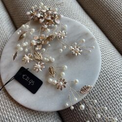 haarsieraad bloemen haarbandje goud, haarsieraden bruiloft, bruid, webshop haar accessoires, bruidssieraden, online kopen, shop, shoppen